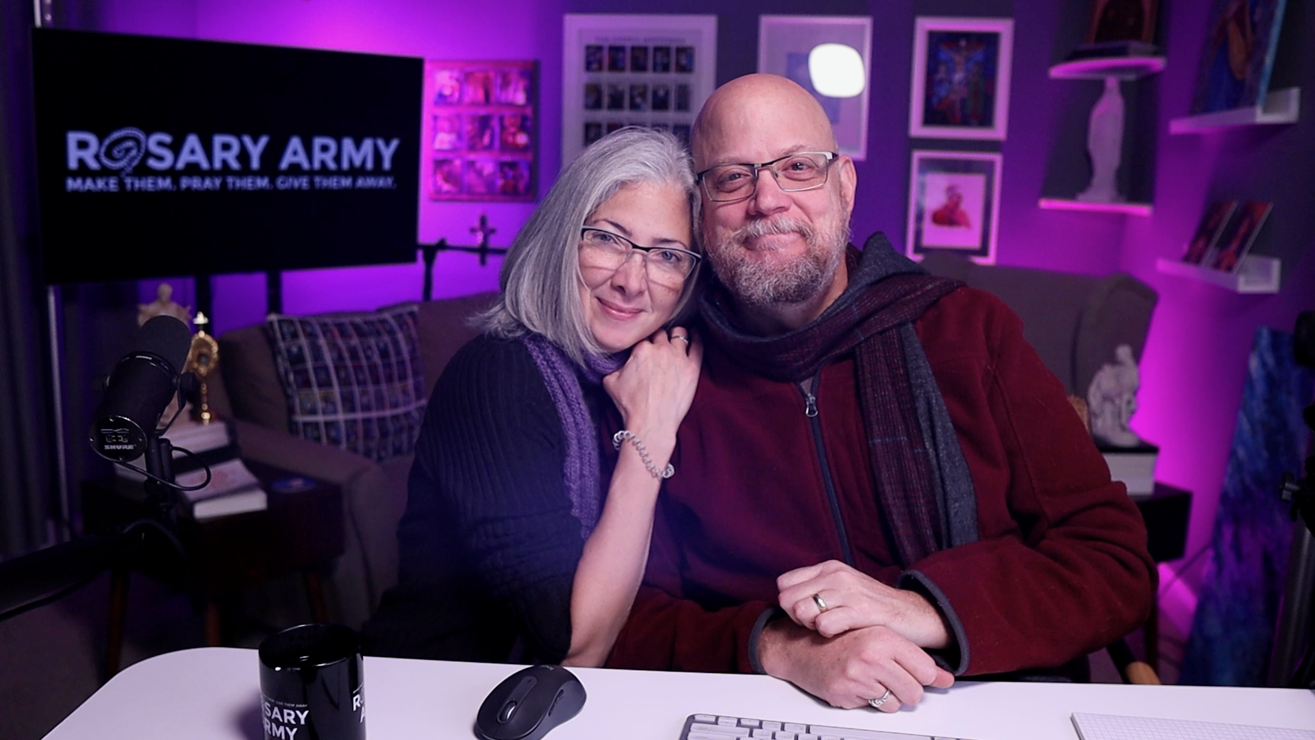Greg and Jennifer Willits together in the Rosary Army podcast studio