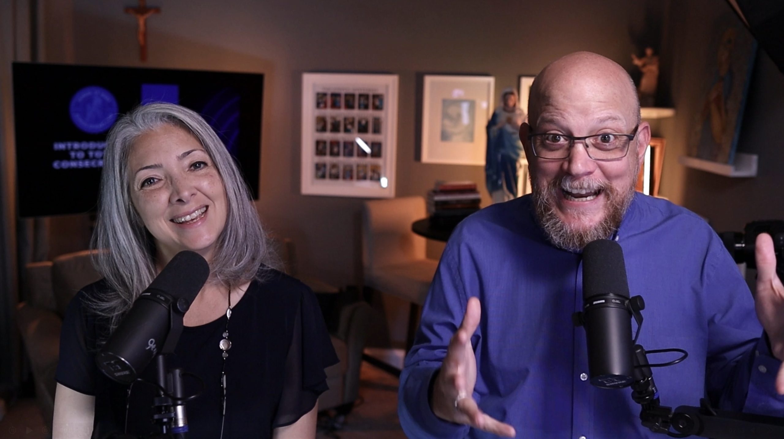 Greg and Jennifer Willits in the Rosary Army studio